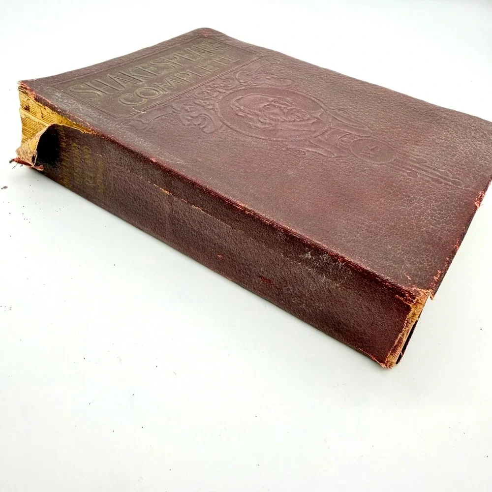 World Syndicate Co Shakespeare Book Flex Leather Antique 1927 Maroon Illustrated